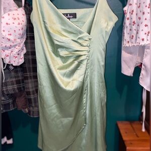 Lulu's Green One Shoulder Dress